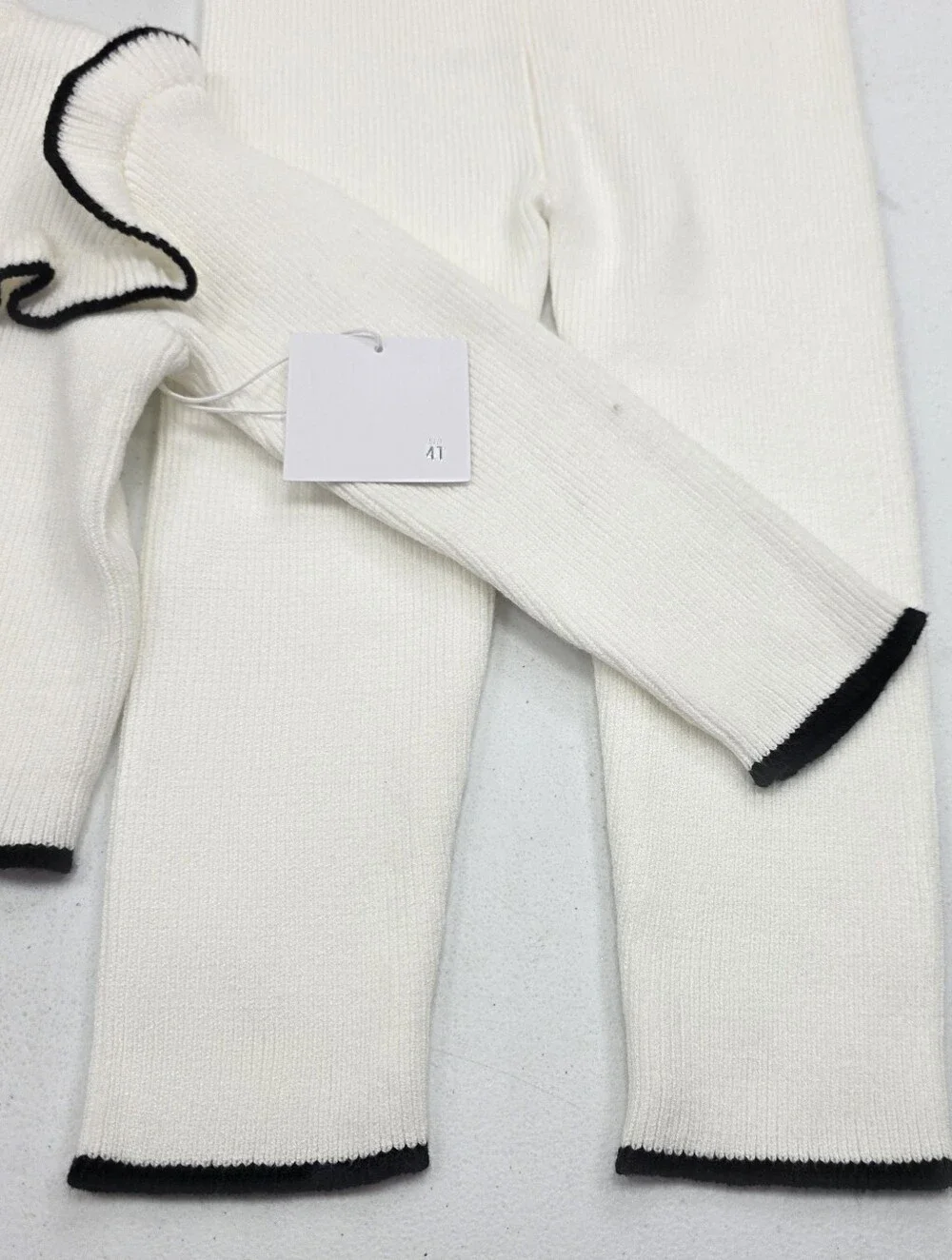 btween Cream Knit Cardigan with Black Bow Trim - Picture 6 of 8